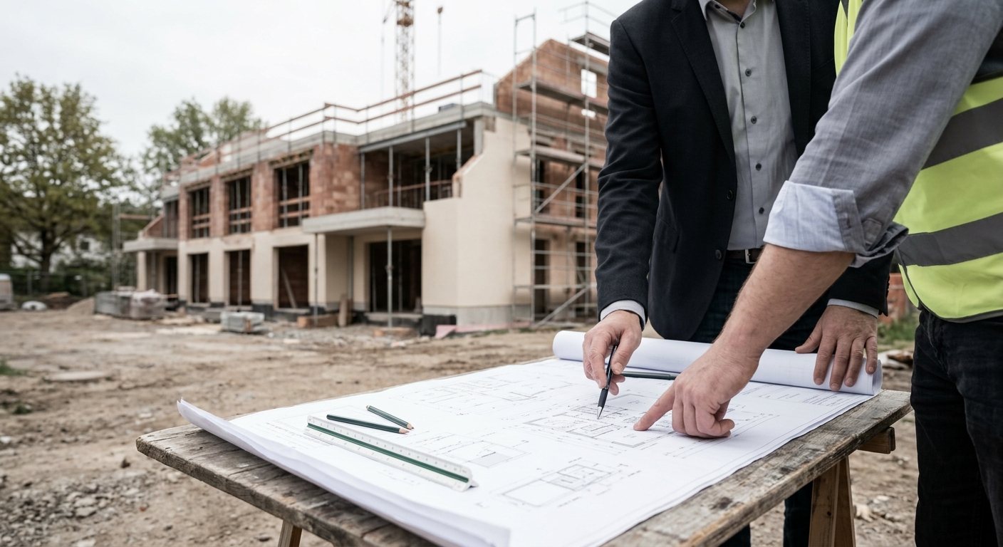 Abstimmung mit dem Architekten auf der Baustelle